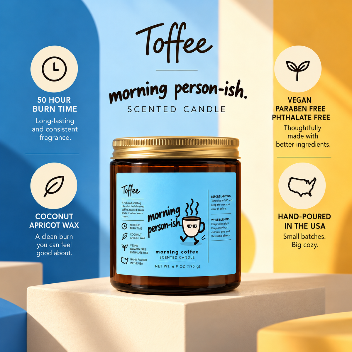Morning Person-ish Scented Candle | 9 oz Amber Glass Jar