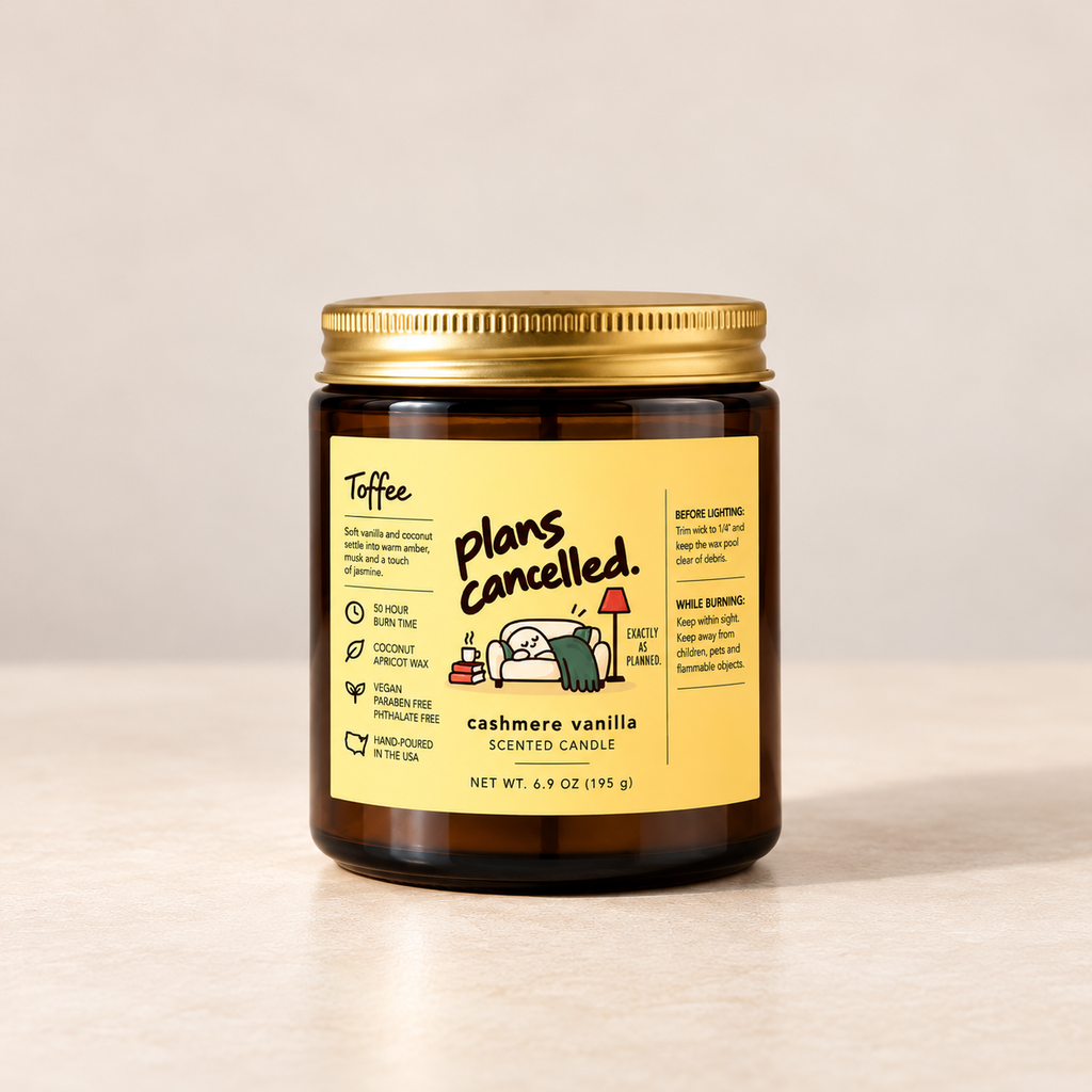 Plans Cancelled. Scented Candle | 9 oz Amber Glass Jar