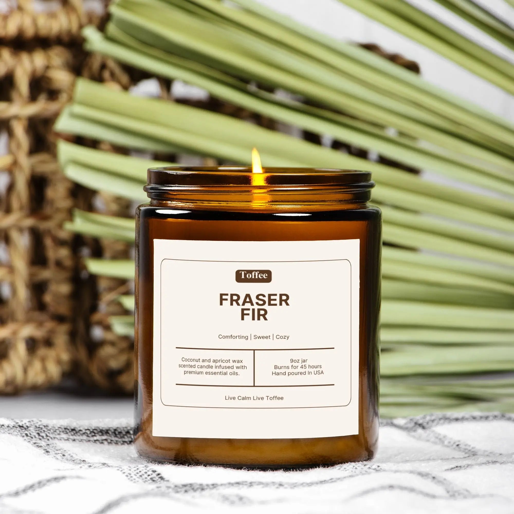 Fraser Fir Candle Amber Jar 9oz Toffee