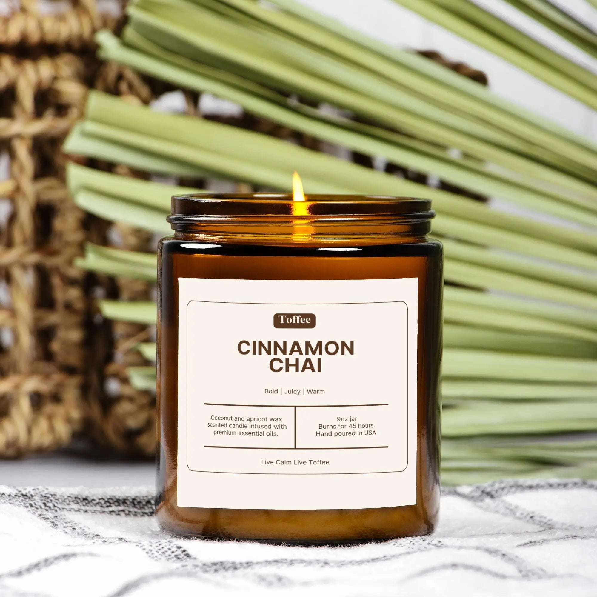 Cinnamon Chia Candle Amber Jar 9oz Toffee