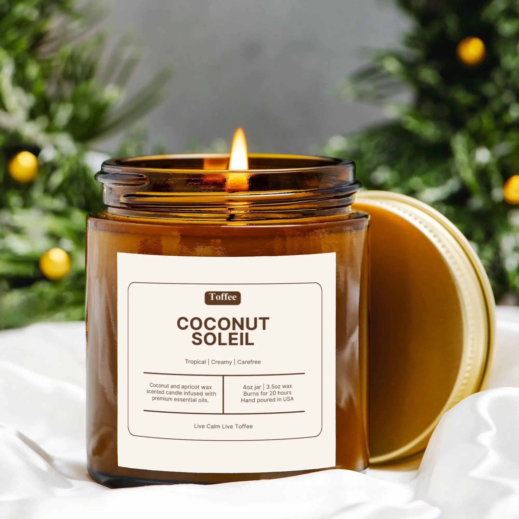 Coconut Soleil Amber Jar Candle 4oz Toffee