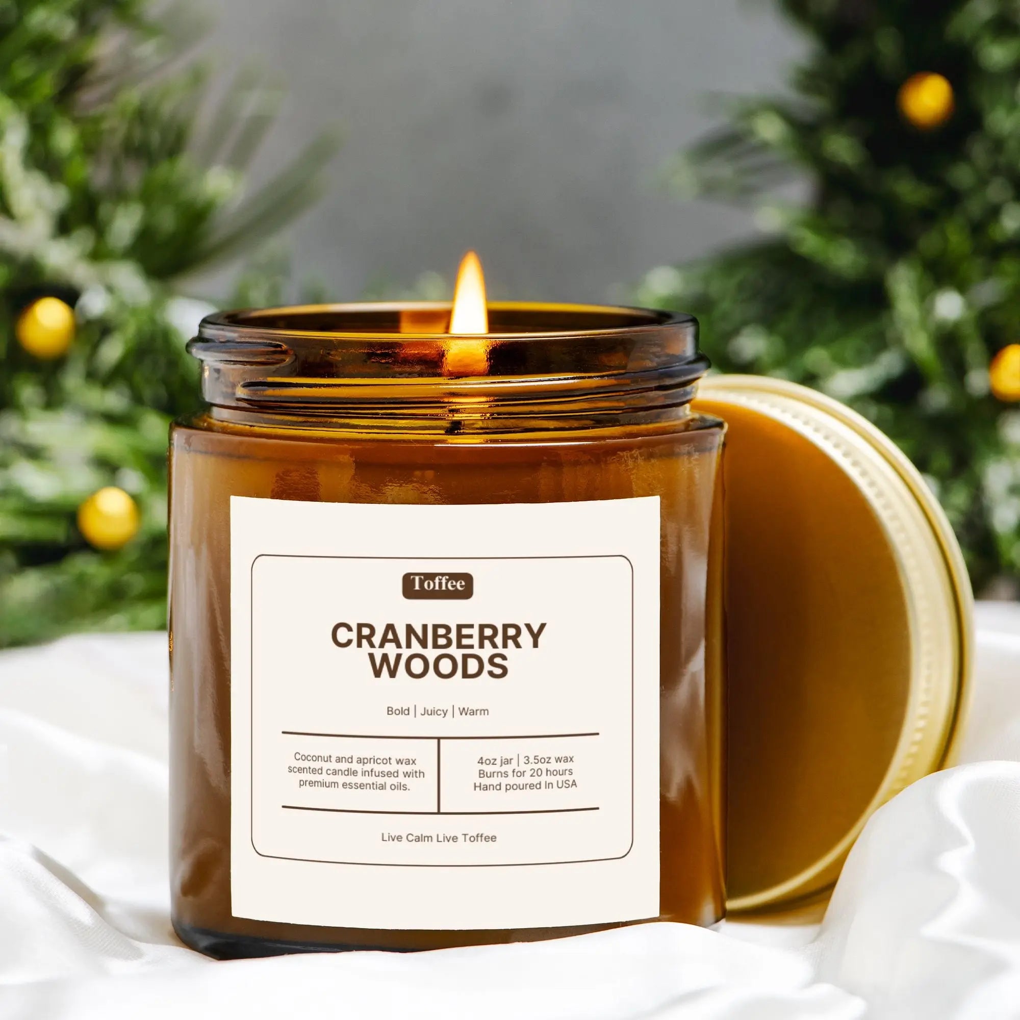 Cranberry Woods Amber Jar Candle 4oz Toffee