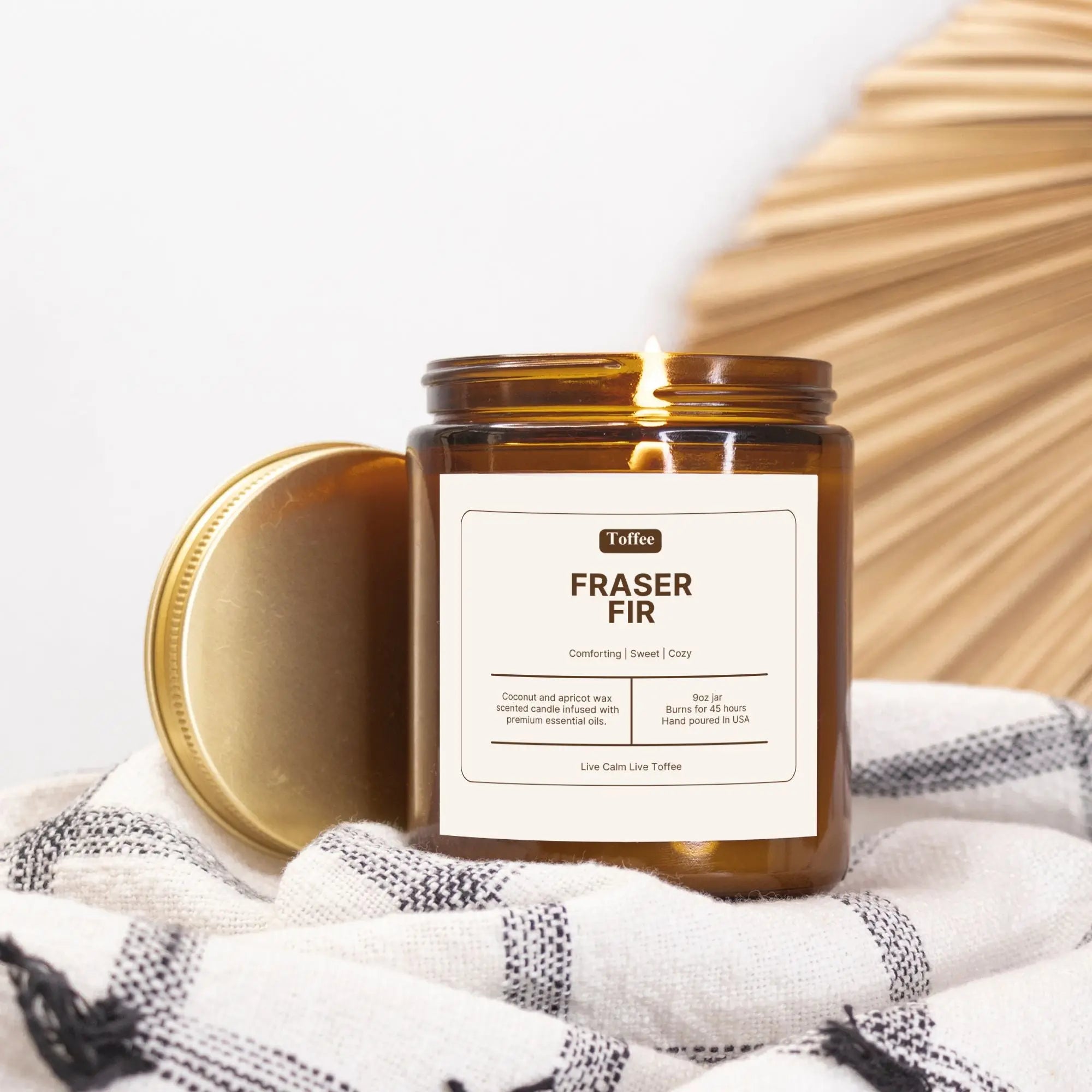 Fraser Fir Candle Amber Jar 9oz Toffee