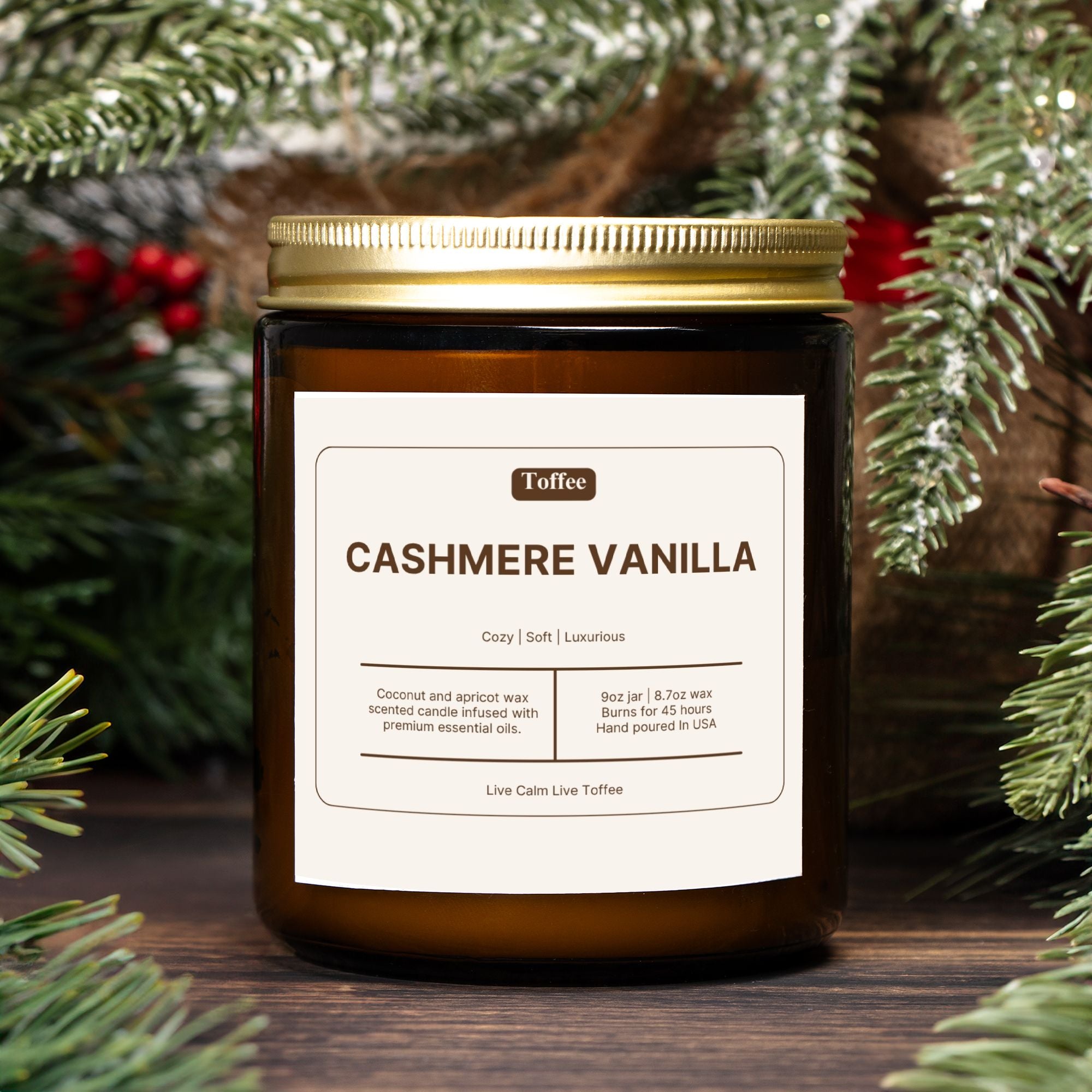 Cashmere Vanilla Candle Amber Jar 9oz