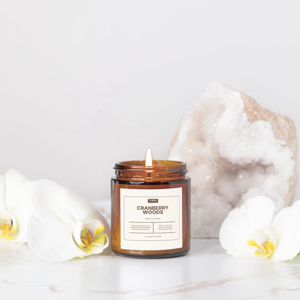 Cranberry Woods Amber Jar Candle 4oz Toffee