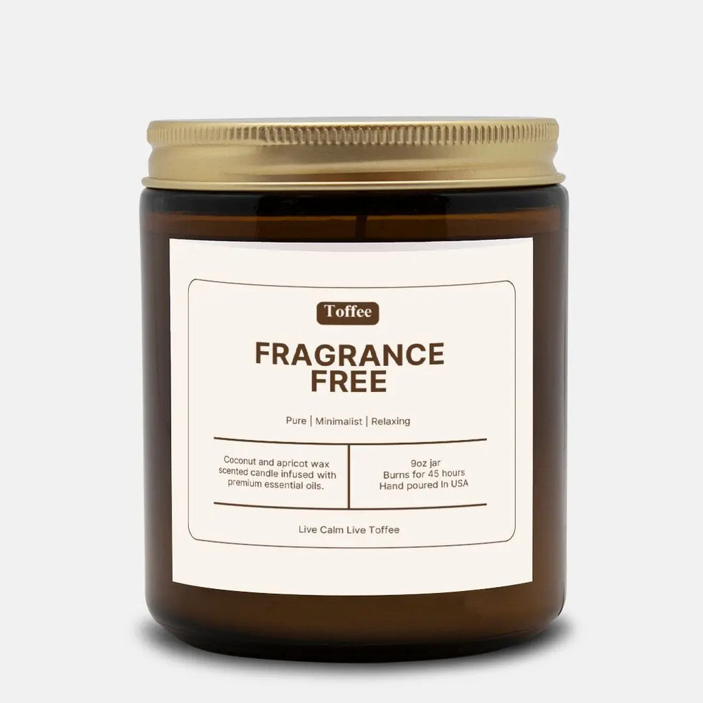 Fragrance Free Candle Amber Jar 9oz Toffee