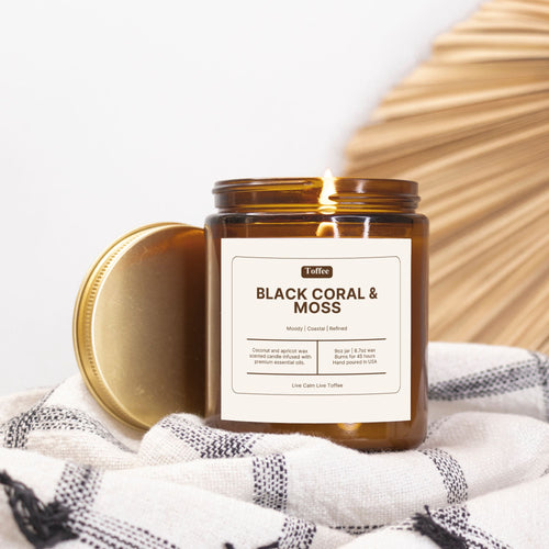 Black Coral & Moss Candle Amber Jar 9oz