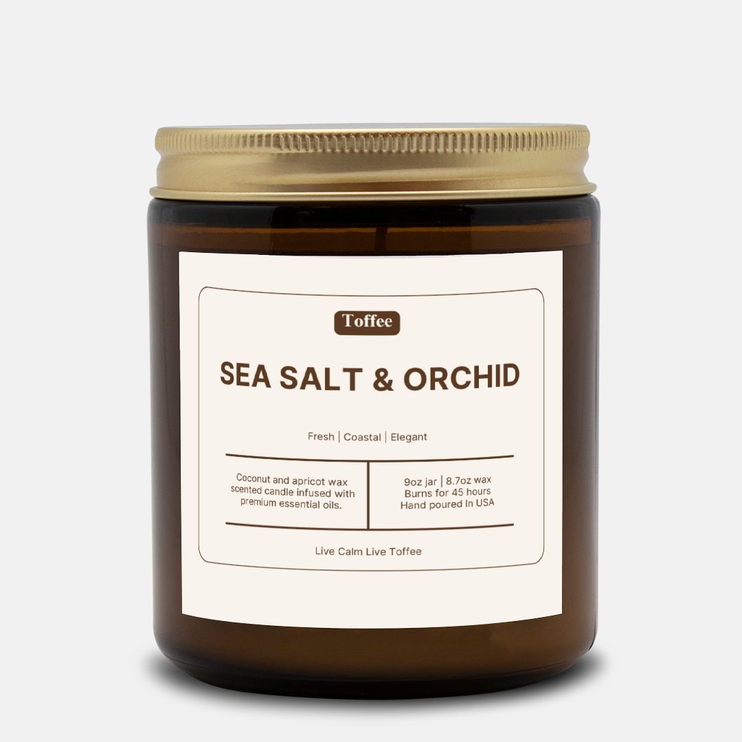 Sea Salt & Orchid Candle Amber Jar 9oz