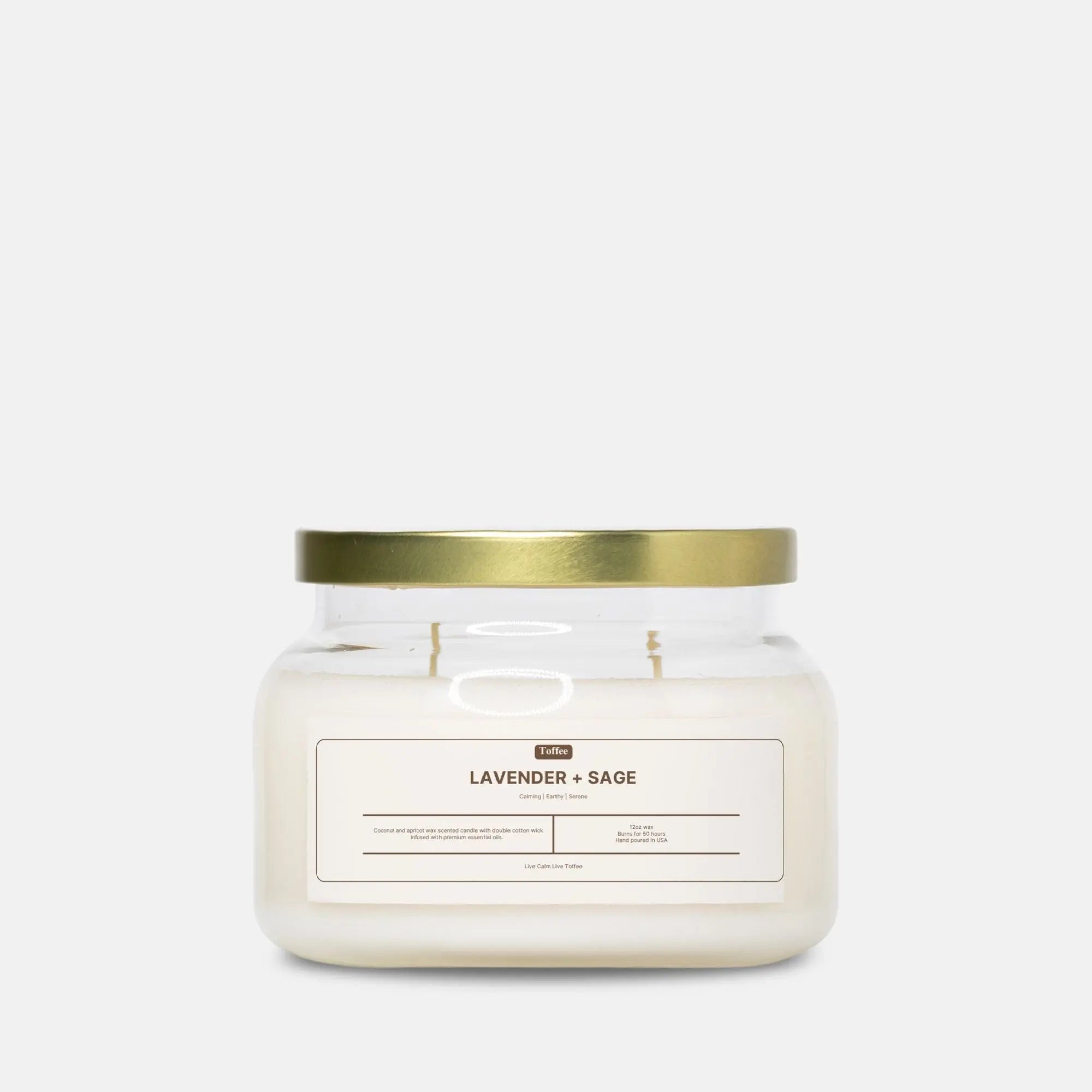 Lavender + Sage Candle Apothecary Jar (Double Wick) Toffee