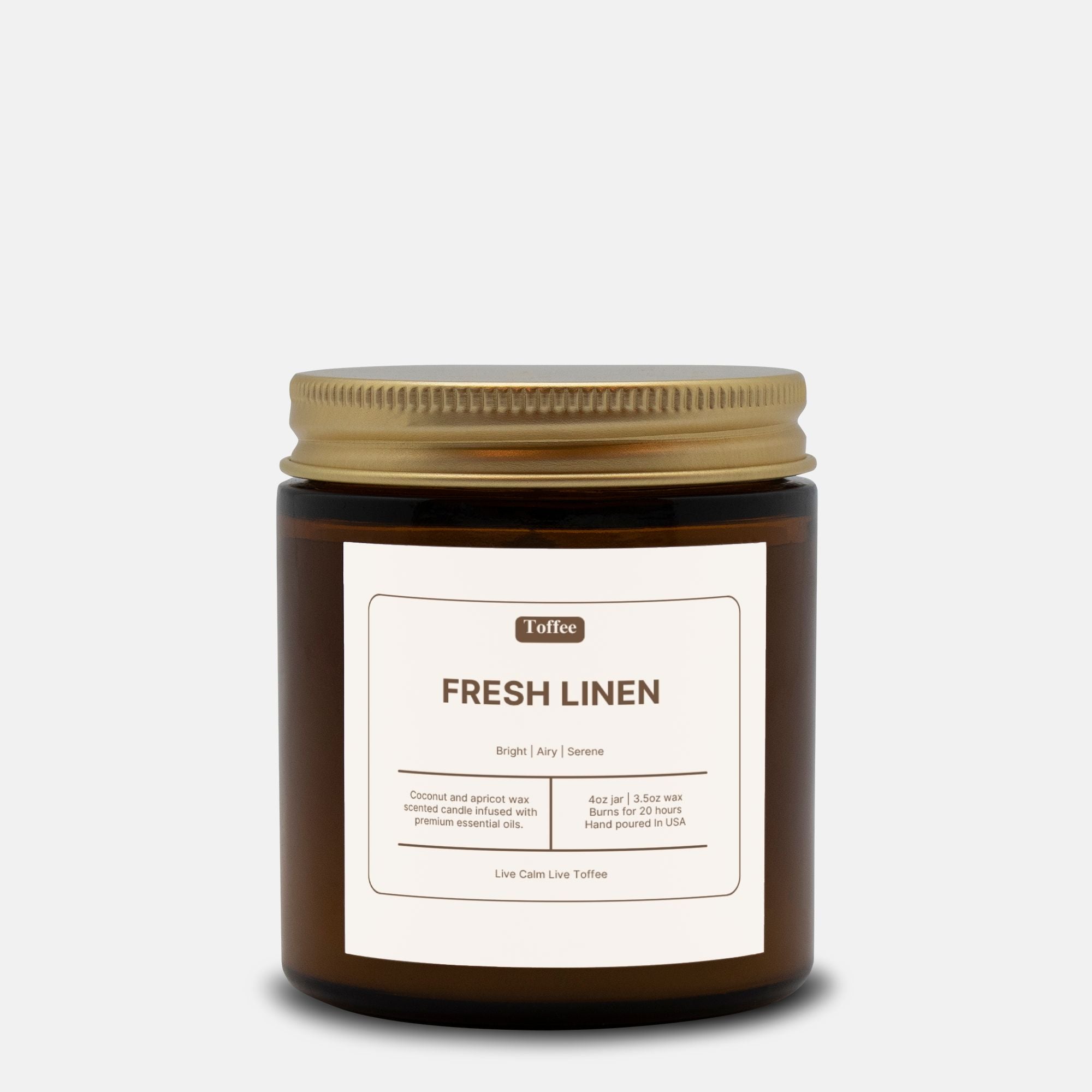 Fresh Linen Candle Amber Jar 4oz