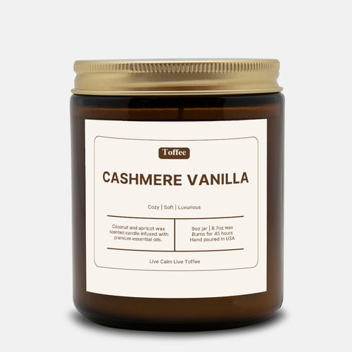 Cashmere Vanilla Candle candle in a styled home setting