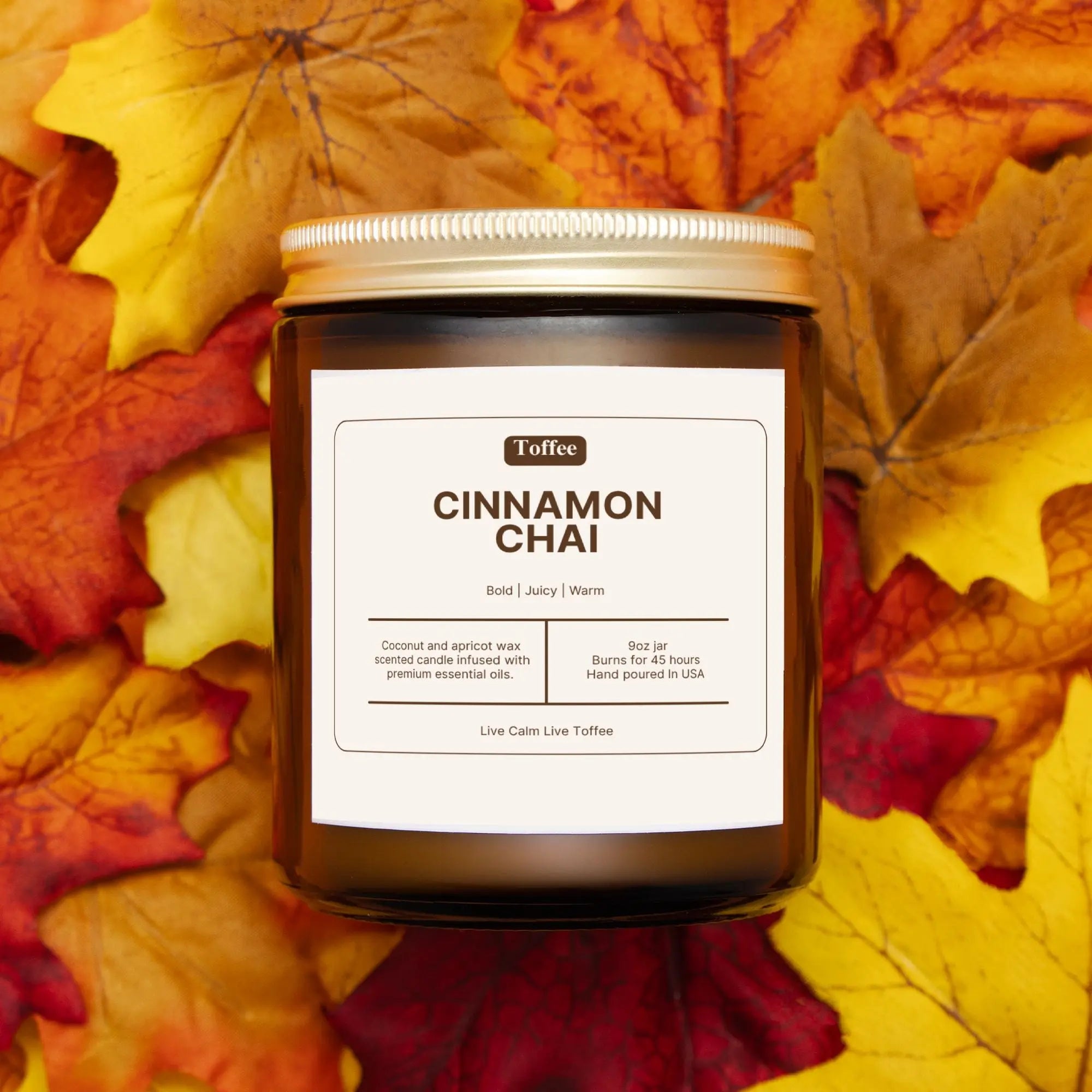 Cinnamon Chia Candle Amber Jar 9oz Toffee